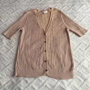 Isaac Mizrahi for Target Beige Cable Knit Cardigan Sweater Size L